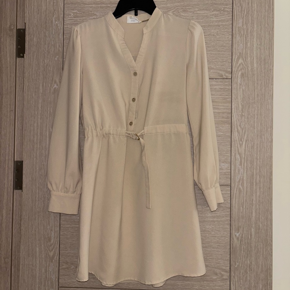 Elegant Cream Button-Down Dress